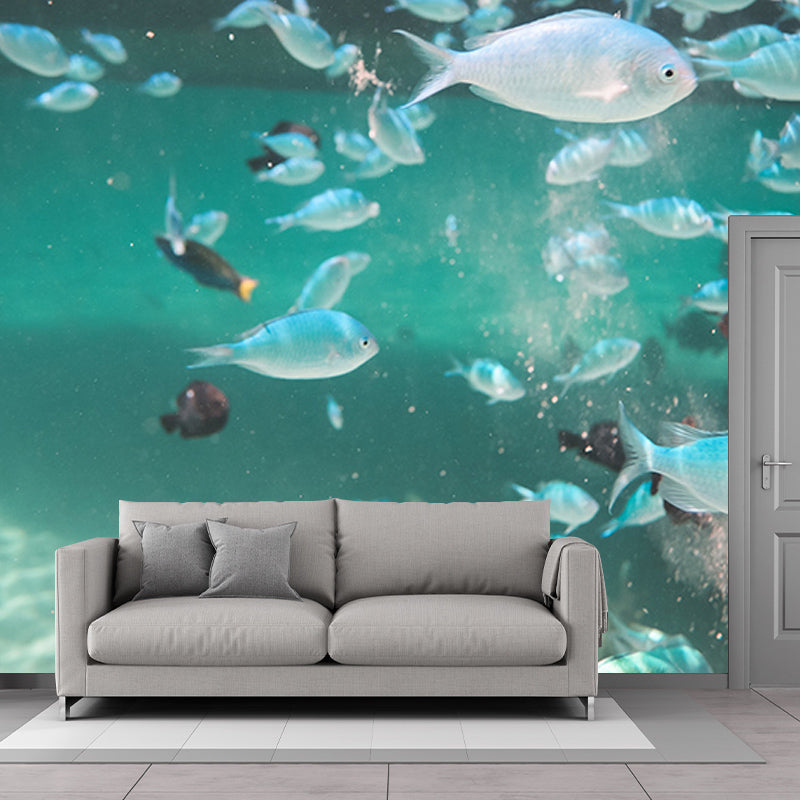 Undersea Creatures Mural Wallpaper Tropical Wall Covering for Sitting Room