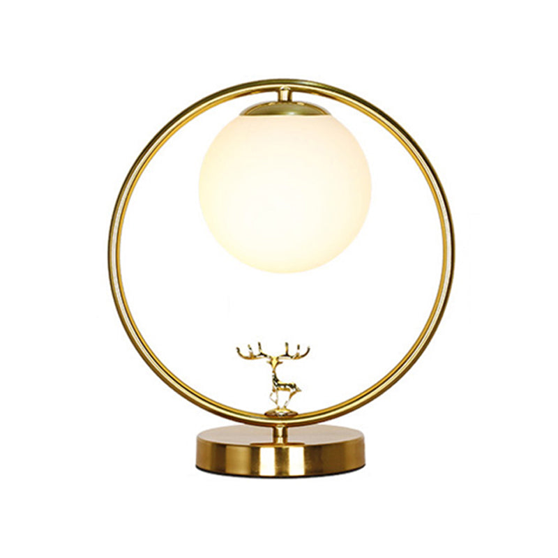 Modern Night Table Lamps Sphere Glass 1 Light Nightstand Lamp in Gold for Bedroom