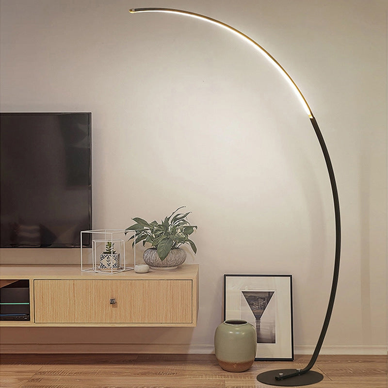 Aluminum Arc Shaped Floor Lamp Minimalist LED Standing Light for Living Room