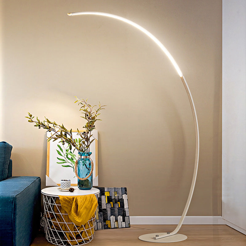 Aluminum Arc Shaped Floor Lamp Minimalist LED Standing Light for Living Room