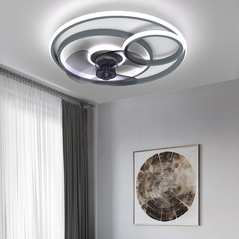 Nordic Metal Ceiling Fan Lamp Round LED Flush Mount Ceiling Light Fixture