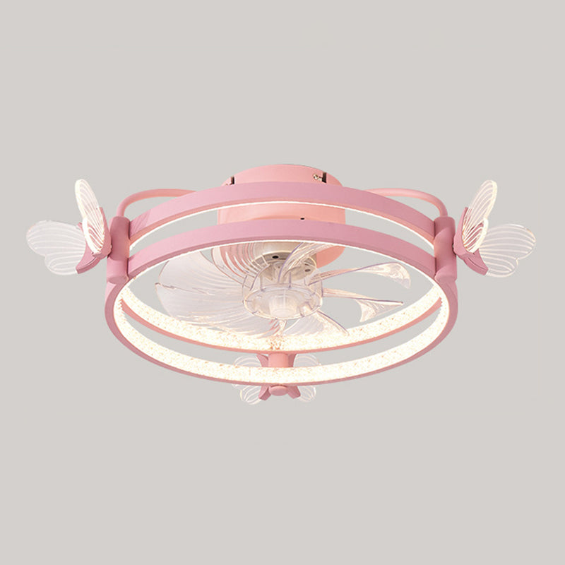 Ventilateur de plafond circulaire macaron Semi-plafond de lumière