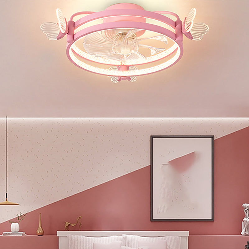 Ventilateur de plafond circulaire macaron Semi-plafond de lumière