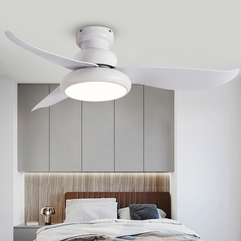 Bedroom Round Fan Light Fixture Metal Living Room LED Semi Flush Mount Ceiling Light