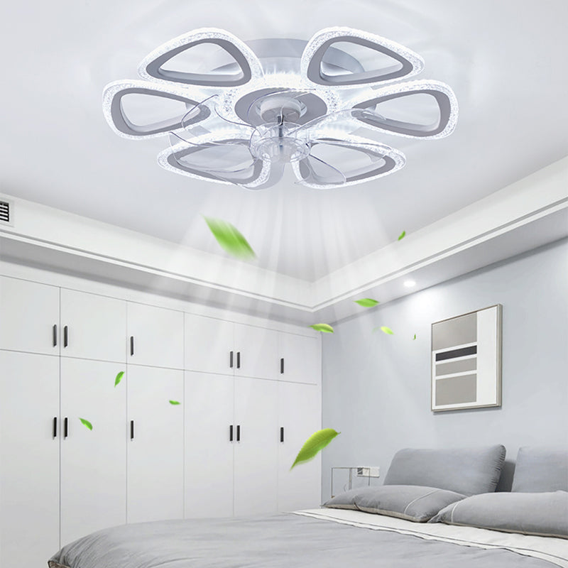 LED de la lampe à fans de plafond en métal nordique LED FLUX MONT LECHETURE DE PLACE AVEC LAME DE FAN ABS