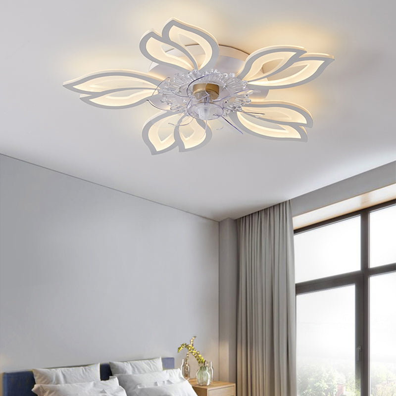 LED de la lampe à fans de plafond en métal nordique LED FLUX MONT LECHETURE DE PLACE AVEC LAME DE FAN ABS