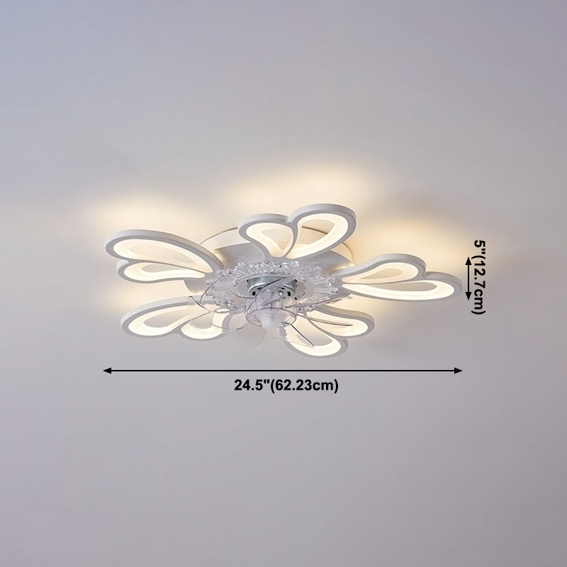 LED de la lampe à fans de plafond en métal nordique LED FLUX MONT LECHETURE DE PLACE AVEC LAME DE FAN ABS