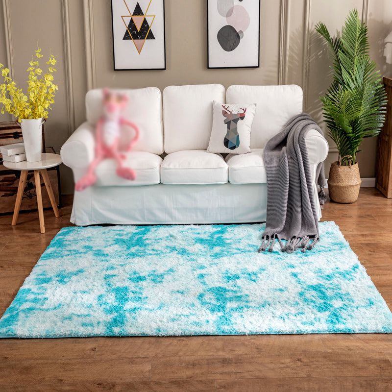 Tappeto blu moderno per tappeto casual in poliestere tappeto lavabile per soggiorno