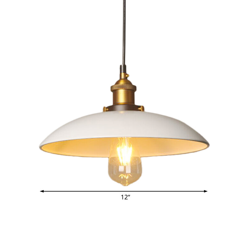 12 "/16" Dia Saucer Saucer Saucer Suspension Light Style Retro Metal 1 Apparecchio a soffitto bianco chiaro