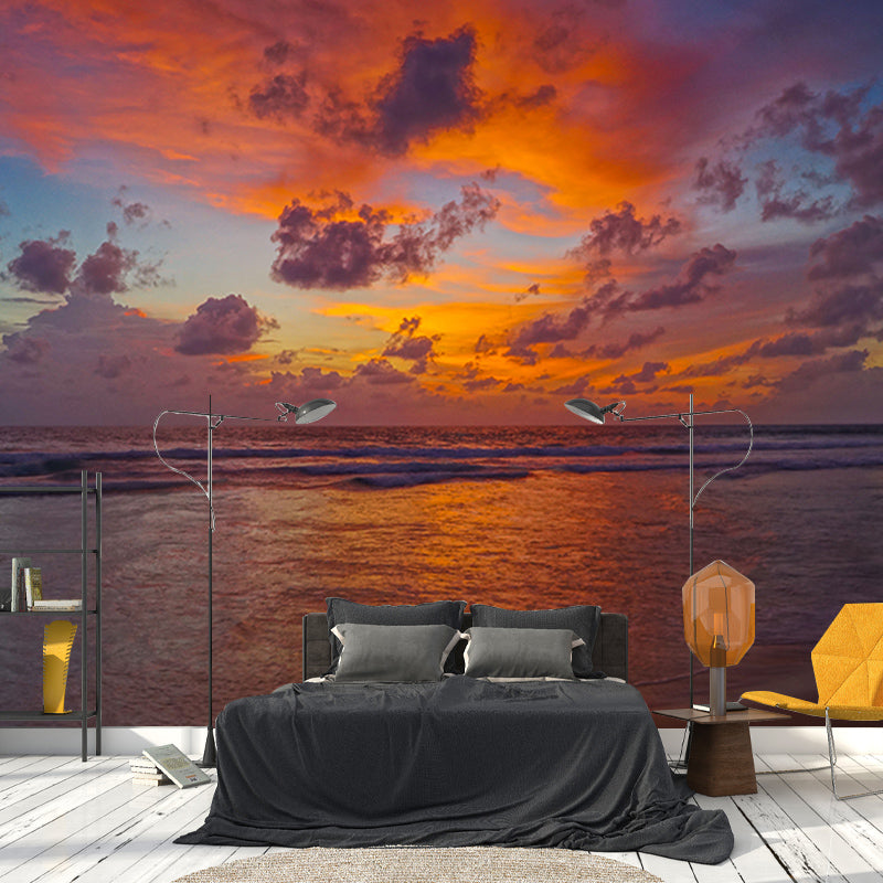 Sun Beach View Mural Stain Resistant Wall Art for Home Decor, Custom Size