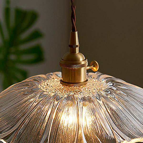 Pendre festonné en verre dans la lampe suspendue en cuivre rétro industrielle