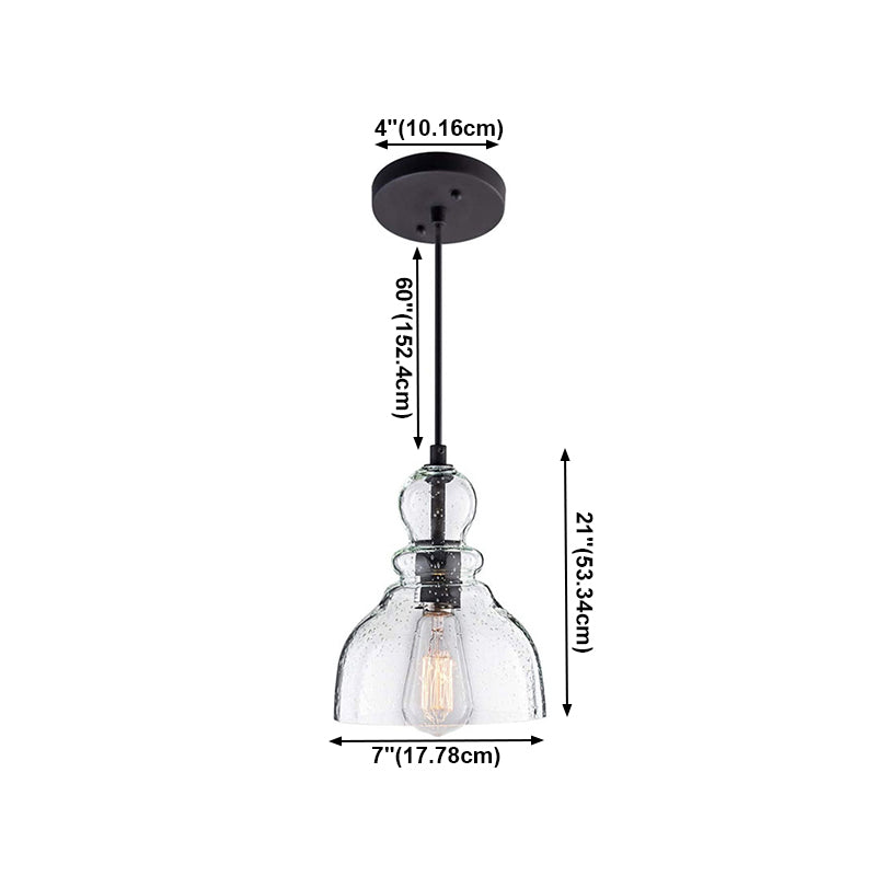 Glasschwarz -Hanglampe im industriellen Retro -Stil Schmiedeeisern Anhänger Licht für Esszimmer