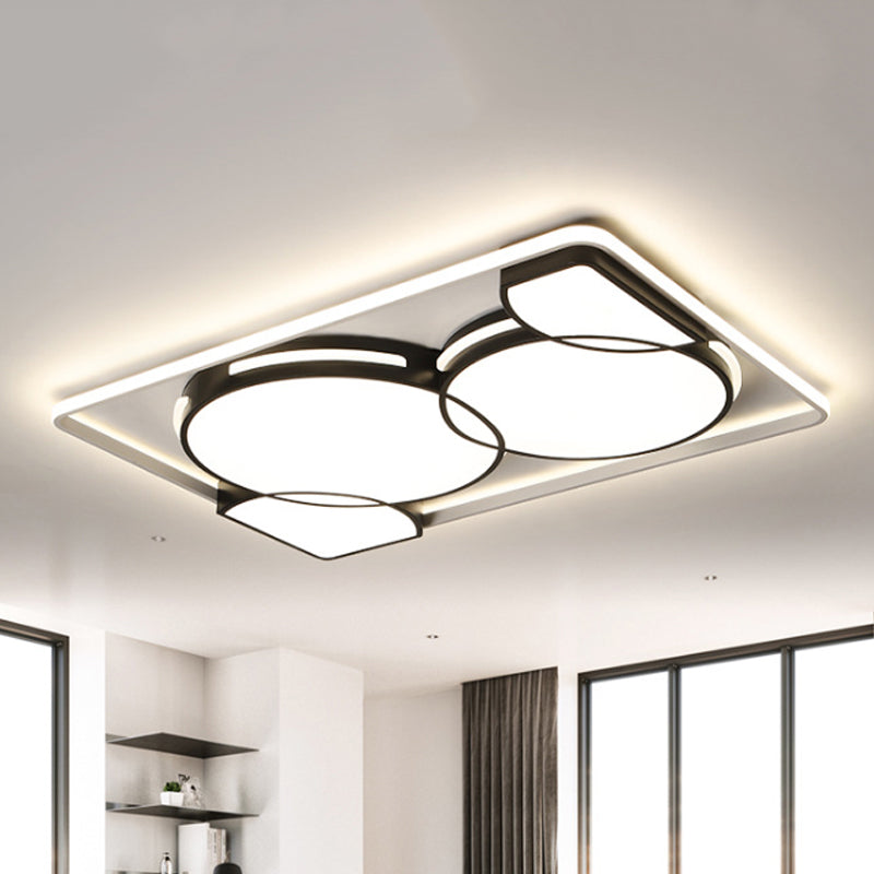 16 "/19.5" /35.5 " W Circular Flushmount Light with Square/Rectangle Frame Acryl Modernism Led Flush Lighting in Warm/White