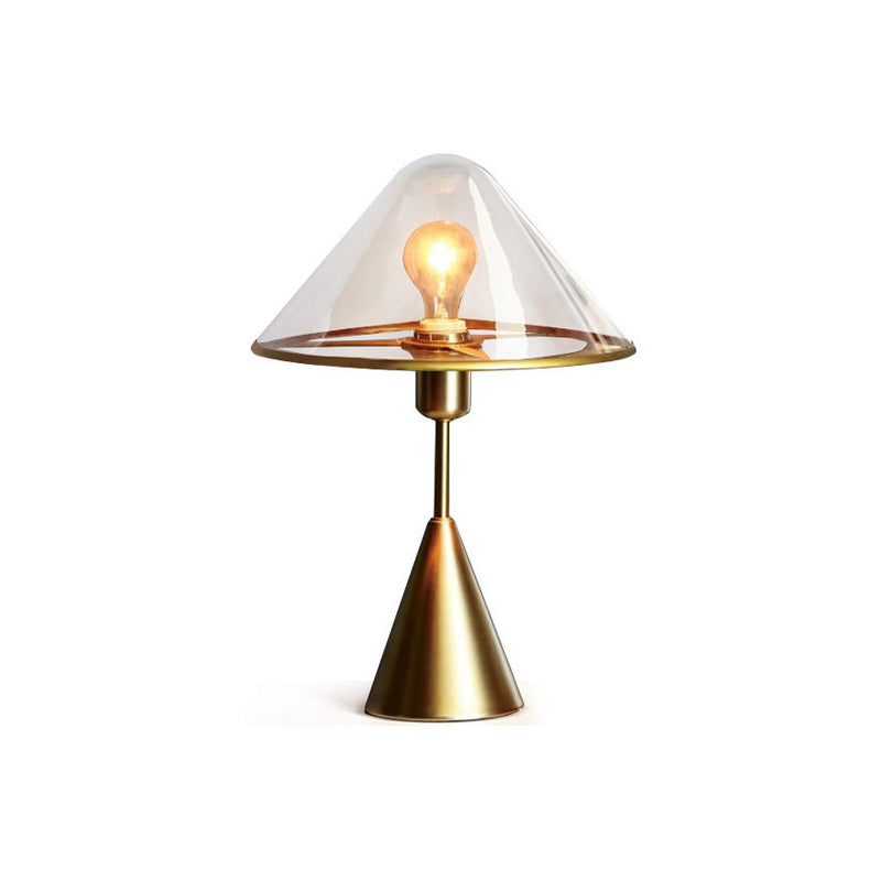 Goldkegelform Tischlampe Nordic Style Tischlicht mit Glas für Schlafzimmer