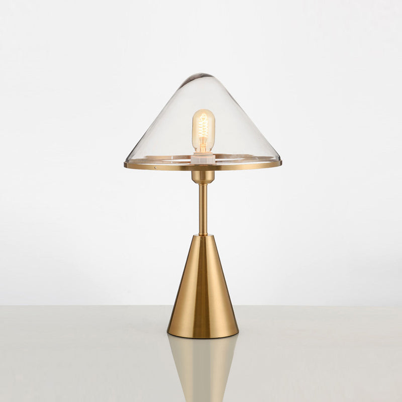 Goldkegelform Tischlampe Nordic Style Tischlicht mit Glas für Schlafzimmer