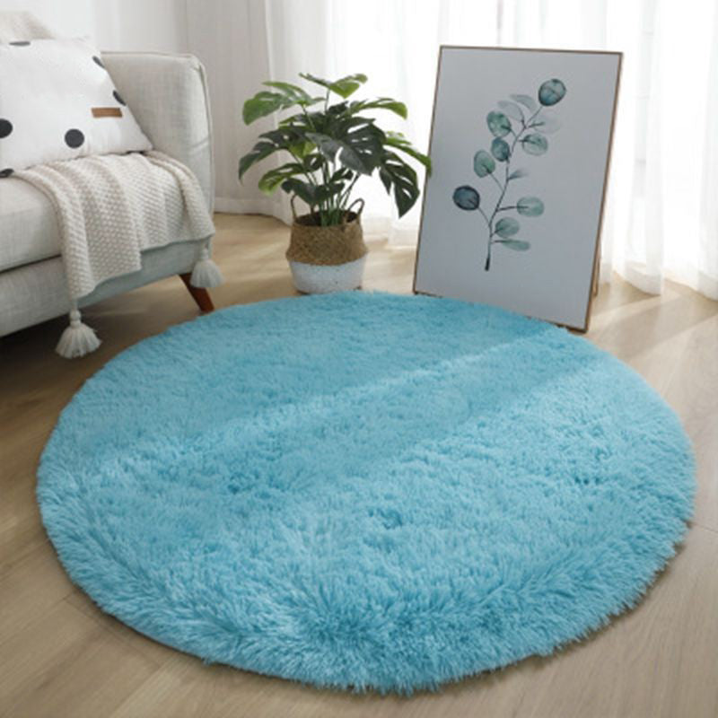 Modern Bedroom Plush Round Rug Polyester Carpet Anti-Slip Backing Rug for Living Room