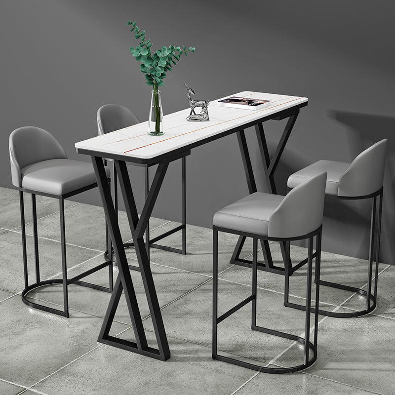 Stone Top Bar Table 42-inch Height Industrial Style Bistro Table for Restaurant