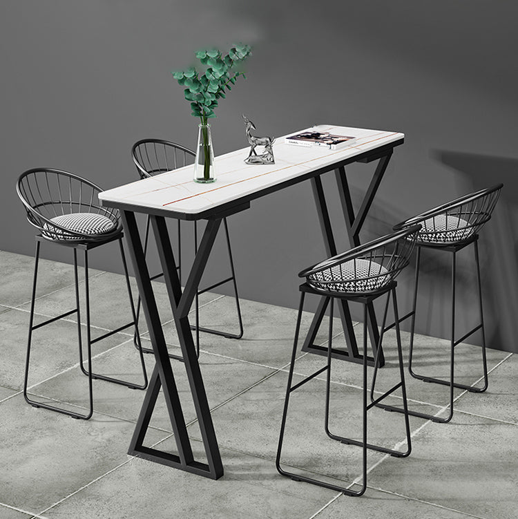 Stone Top Bar Table 42-inch Height Industrial Style Bistro Table for Restaurant