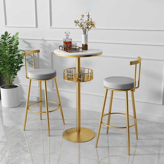 Nordic Artificial Marble Bar Table 42-inch Height Metal Base Bistro Table