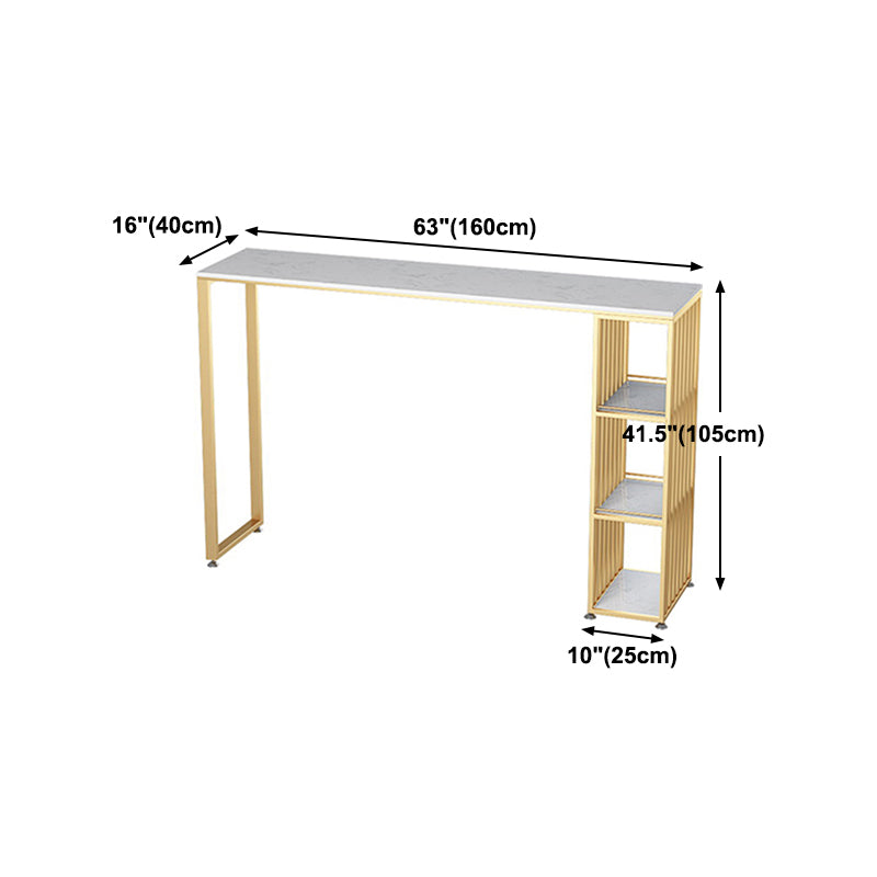 Artificial Marble Cocktail Bar Table 42-inch Height Metal Base Bar Height Storage Table