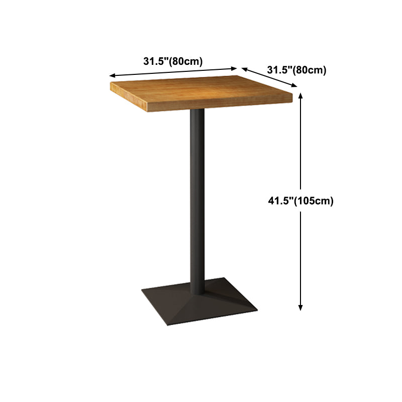 Mesa de comedor de barra de cicuta cuadrada industrial con pedestal único