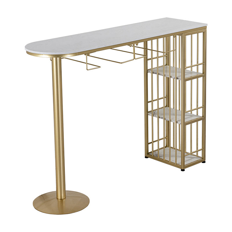 Glam Faux Marmor Indoor Bar Esstisch Eisen -Podest -Bistro -Tisch mit Regal