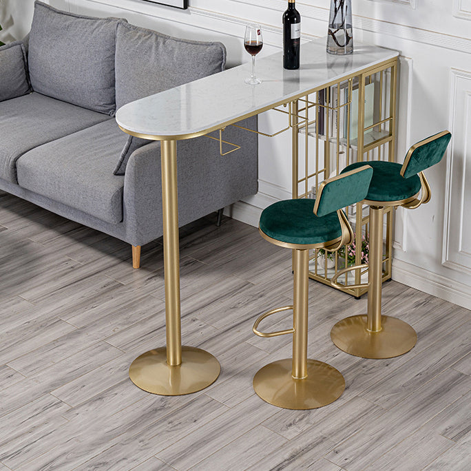 Glam Faux Marble Indoor Bar Dining Table Iron Double Pedestal Bistro Table with Shelve