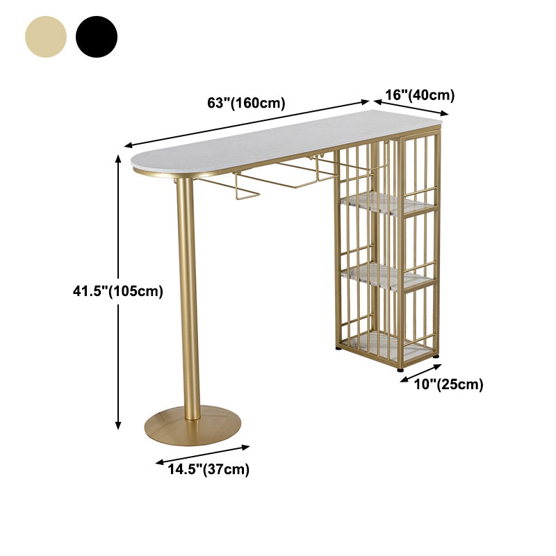 Glam Faux Marmor Indoor Bar Esstisch Eisen -Podest -Bistro -Tisch mit Regal