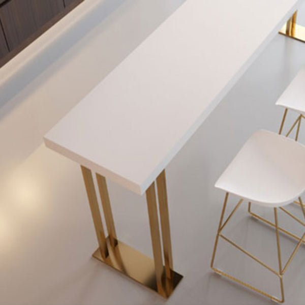Tavolo da pranzo a barre interno rettangolo glam tavolo da bistroto in legno bianco con piedistallo in slitta