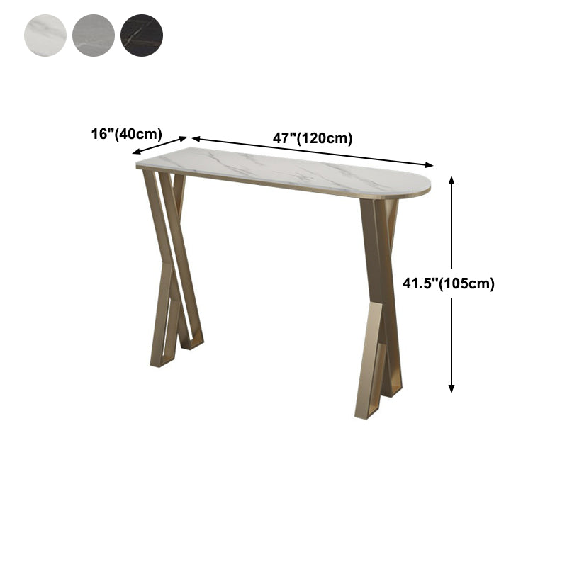 42-inch Height Cocktail Bar Table Glam Style Gold Frame Bar Table for Indoor