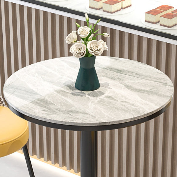 Tabla de barra de metal industrial 23.6 "Mesa de bistro de pedestal de mármol redondo para cafés para café