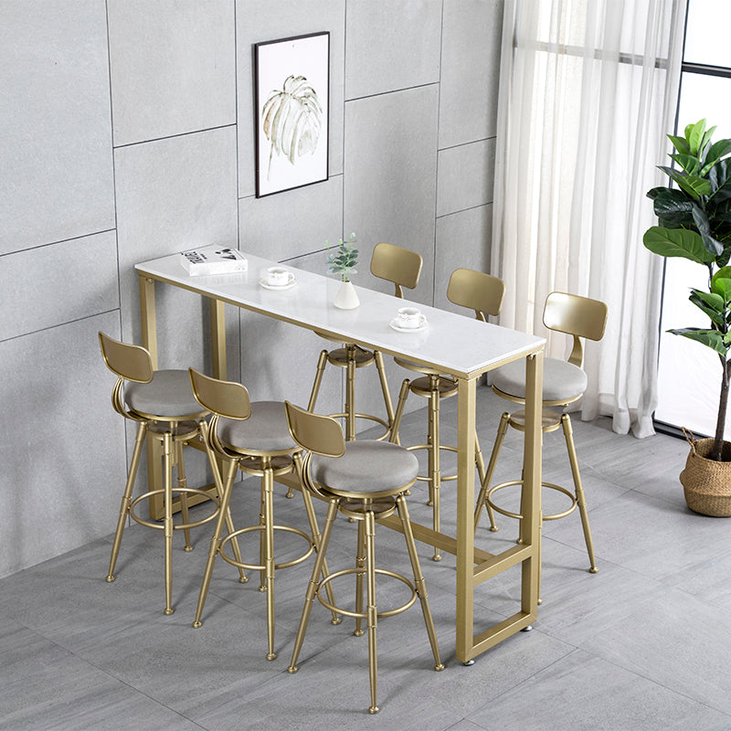 Glam Style Gold 41.3 "H Bar Table Marmeren Wit Rechthoek Top Bistro Table