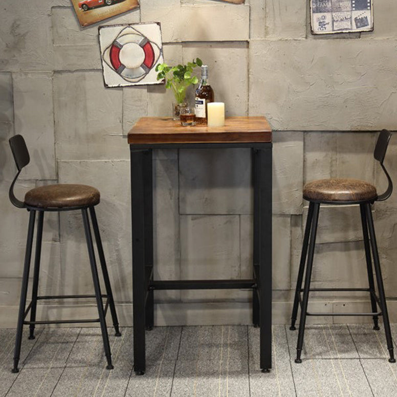 Mesa de comedor de pino marrón industrial Mesa de bistro cuadrado con pedestal de caballete