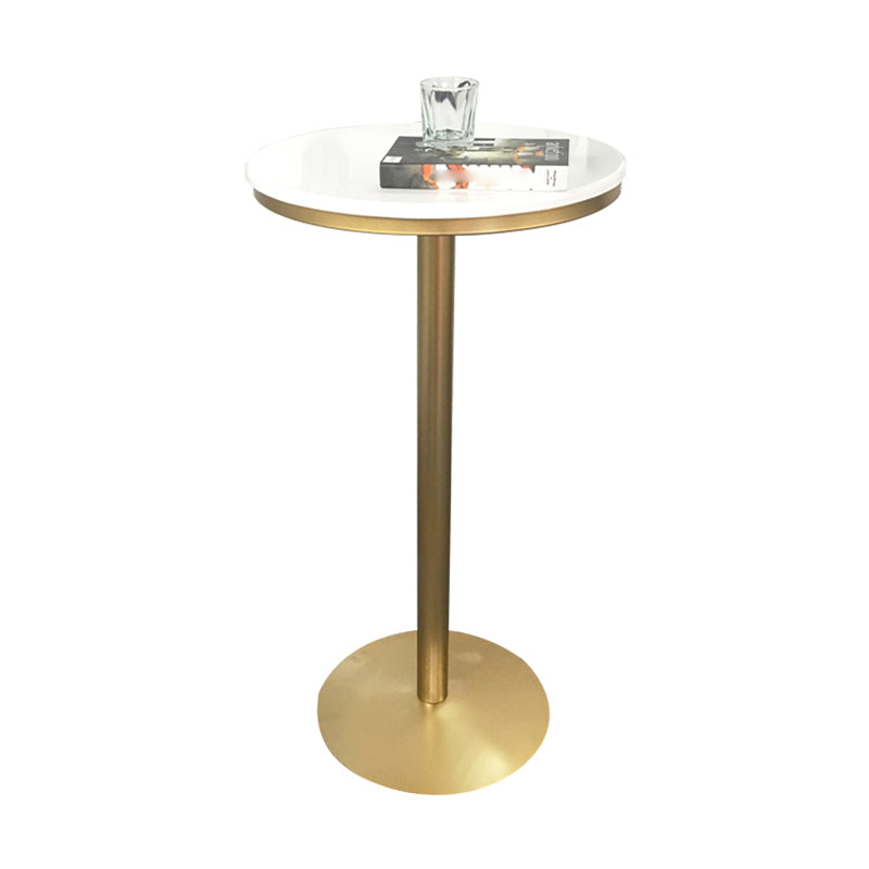 Glam Style Gold Metal Bar Table White Top Specialty Indoor Bistro Table