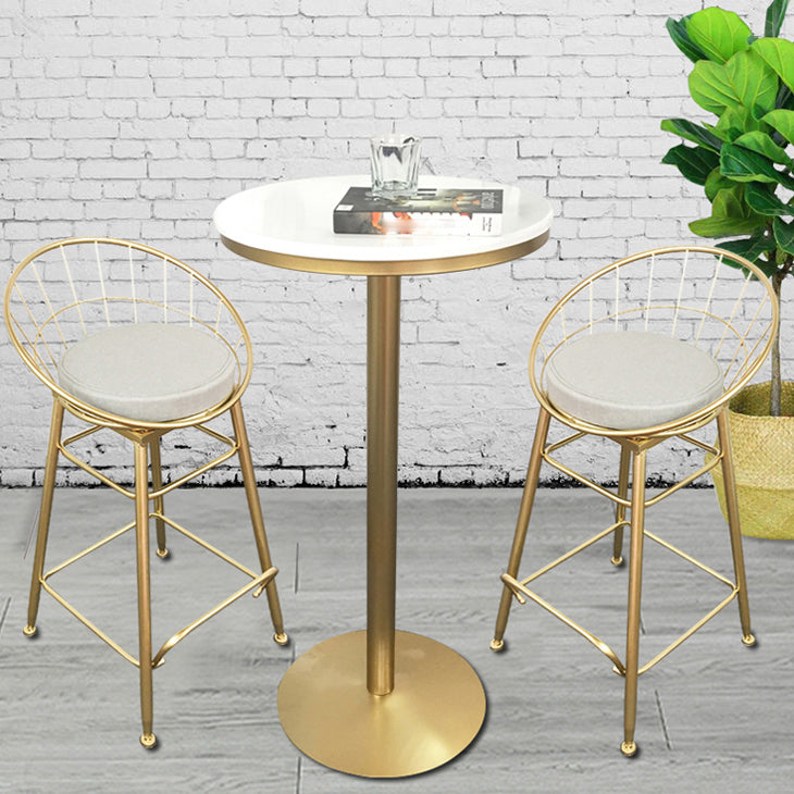 Glam Style Gold Metal Bar Table White Top Specialty Indoor Bistro Table