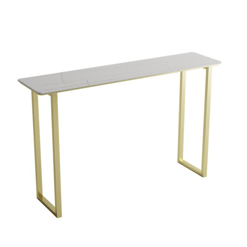 Modern Bar Wine Table Sled Indoor Rectangle Faux Marble Counter Height Table in White