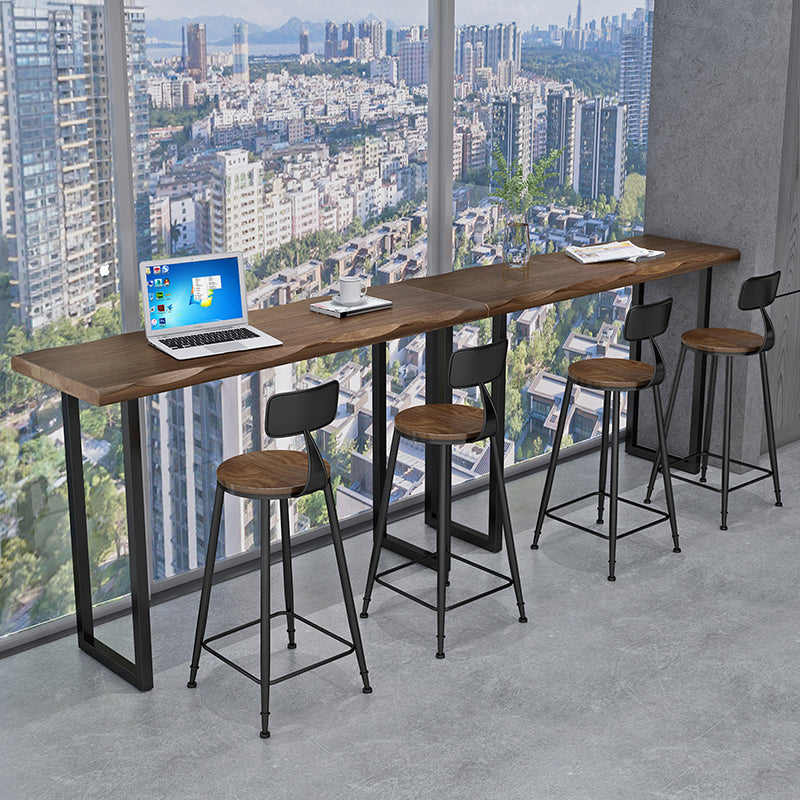 Modern Bar Dining Table Indoor Rectangle Wood Bar Table Sled Base in Black