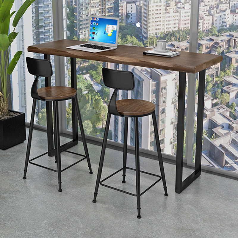 Modern Bar Dining Table Indoor Rectangle Wood Bar Table Sled Base in Black