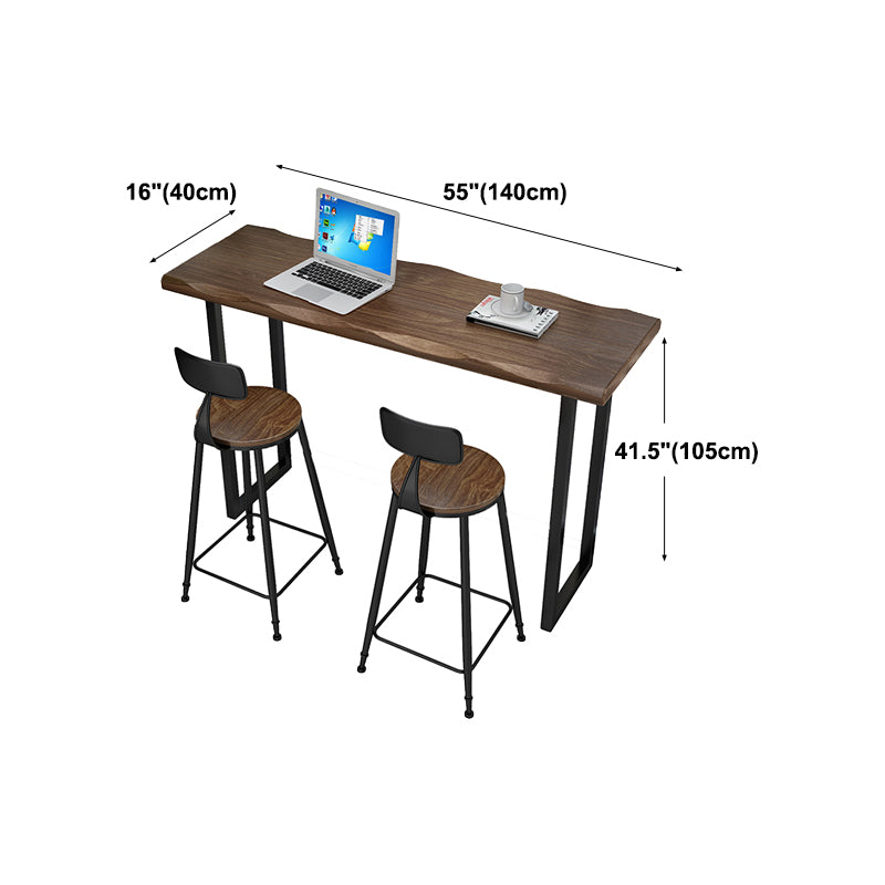 Modern Bar Dining Table Indoor Rectangle Wood Bar Table Sled Base in Black