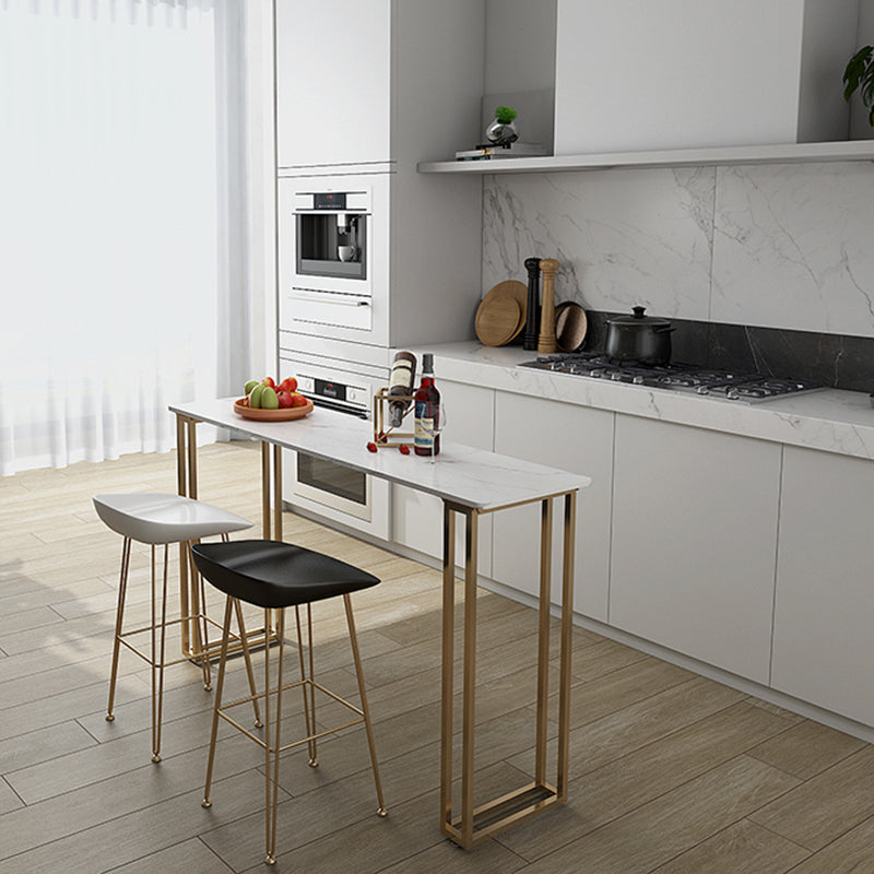 Eigentijdse goud en witte teller wijntafel marmeren vaste tafel indoor patio balk tafel