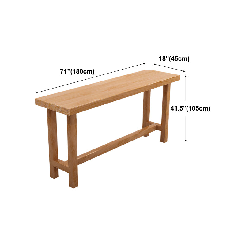 Moderne bar eettafel indoor rechthoek houten balk tafel schokbasis in lichtbruin