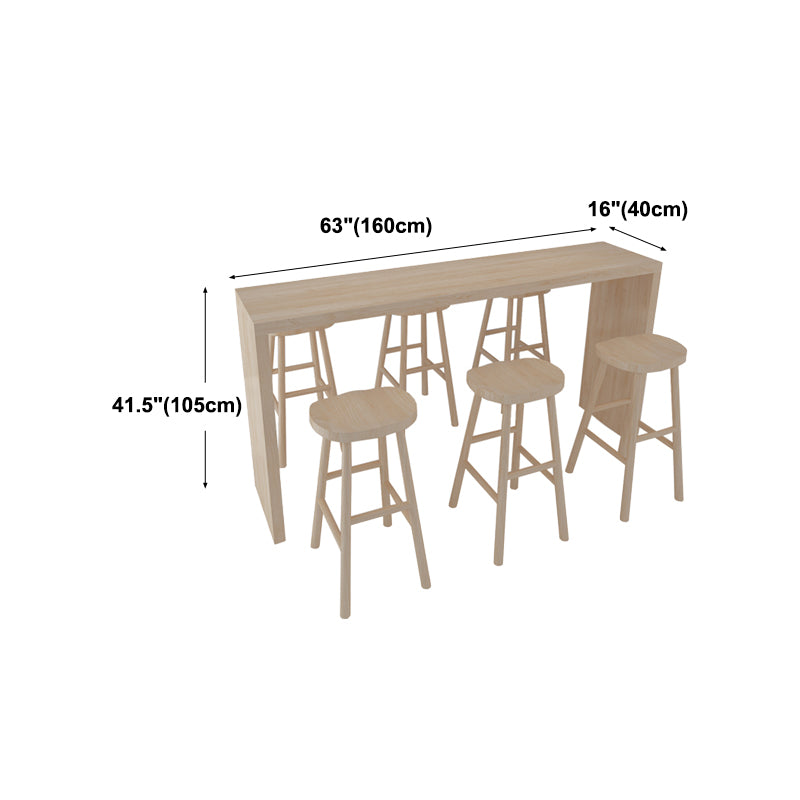 Moderner Bar Esstisch im Innenrechteck Holzstange mit doppelter Sockel (nur Tisch)