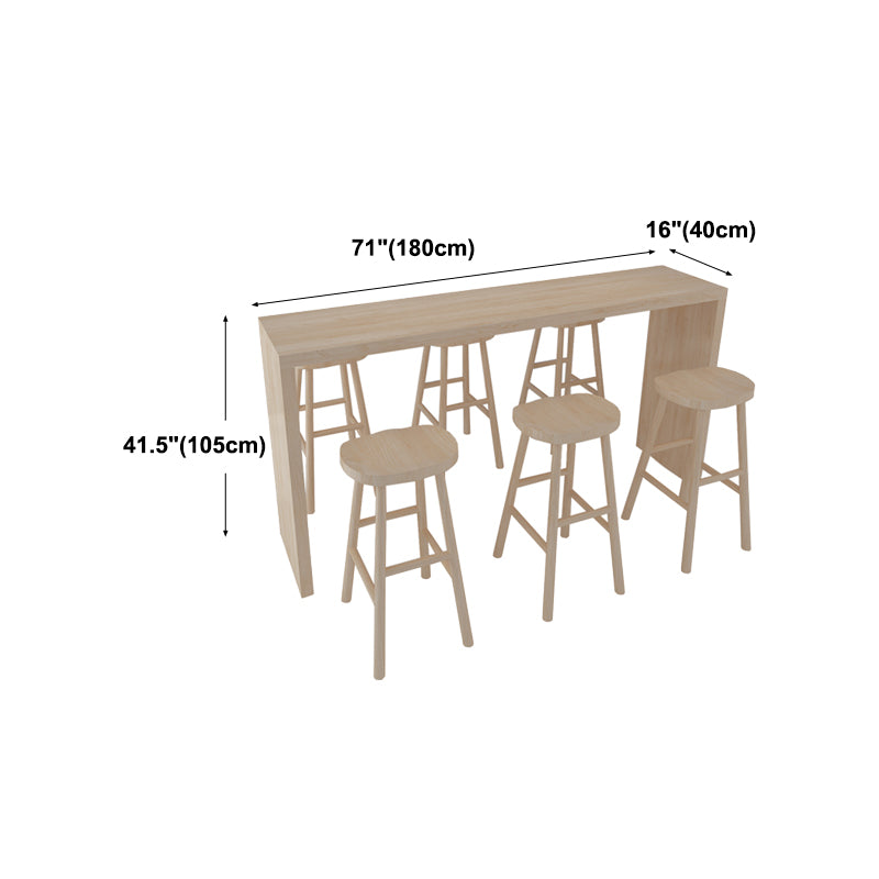 Modern Bar Dining Table Indoor Rectangle Wood Bar Table with Double Pedestal (only table)
