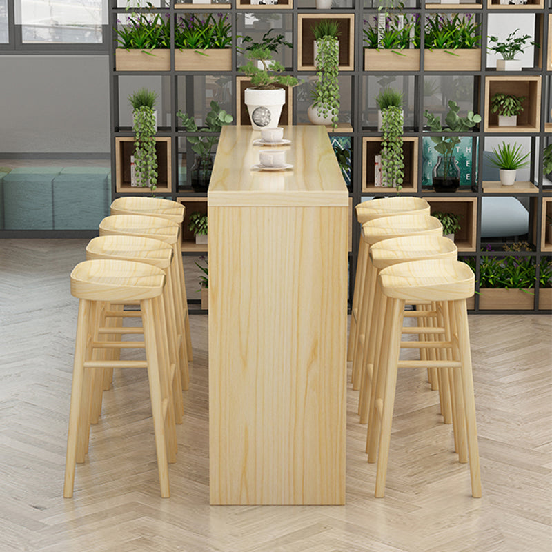 Indoor Natural Wood Bistro Table Modern Rectangle Sled Cocktail Bar Table