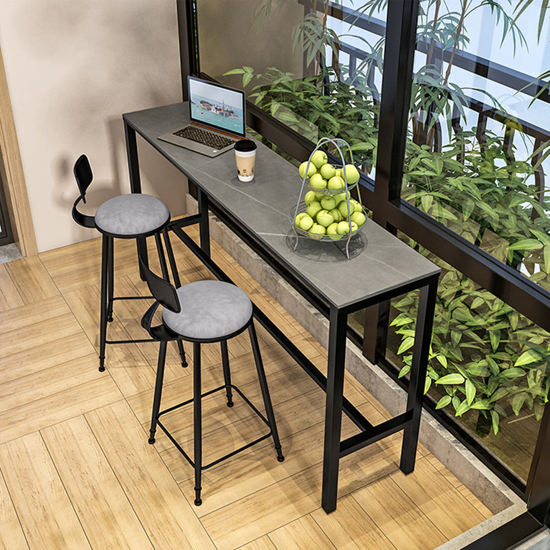 Black Trestle Cocktail Bar Table Rectangle Footrest Indoor Bar Wine Table (only table)