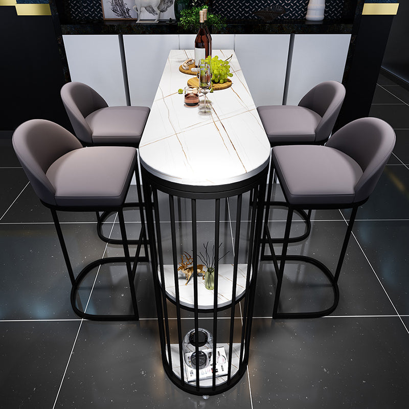 Modern Black and White Event and Cocktail Table Marble Storage Counter Table