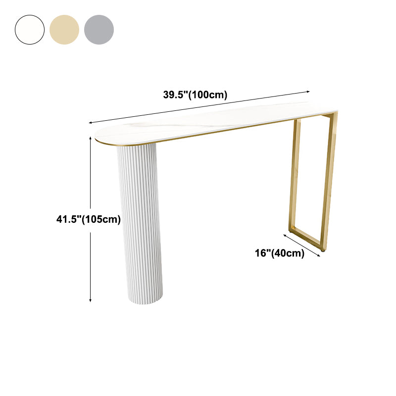 Contemporary Bar Dining Table Indoor Bar Height Cocktail Table with Iron Base