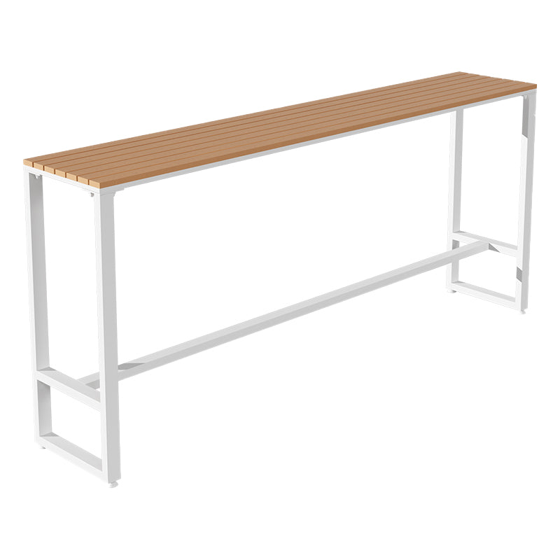 Modern Metal Trestle Bistro Bar Desk Rectangle Outdoor Footrest Bar Stool Table