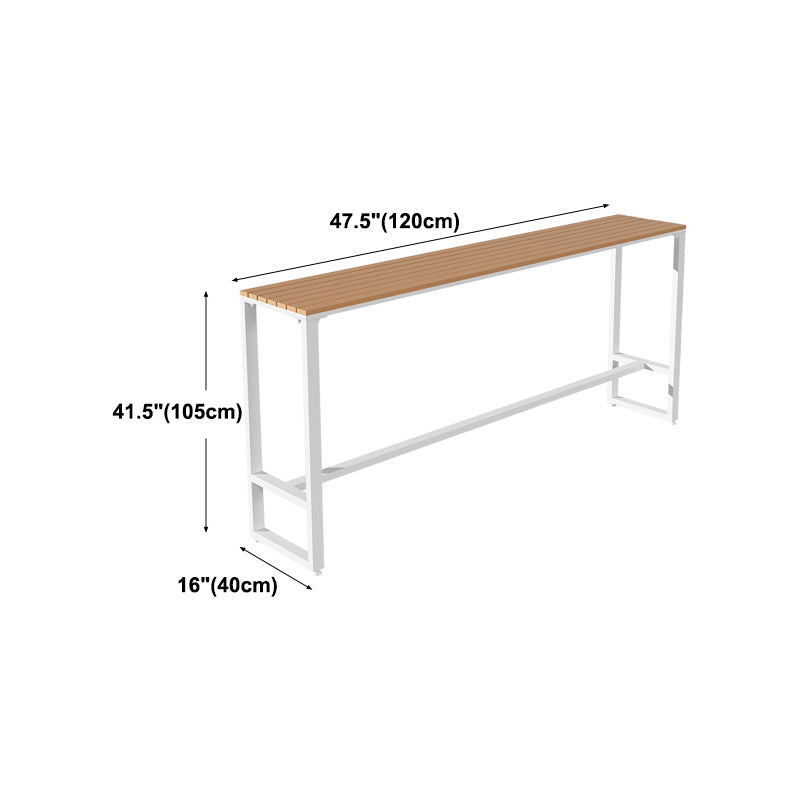 Modern Metal Metal Trestle Bistro Bar Desk Rectangular Mesa de taburetes de bar de reposapiés al aire libre