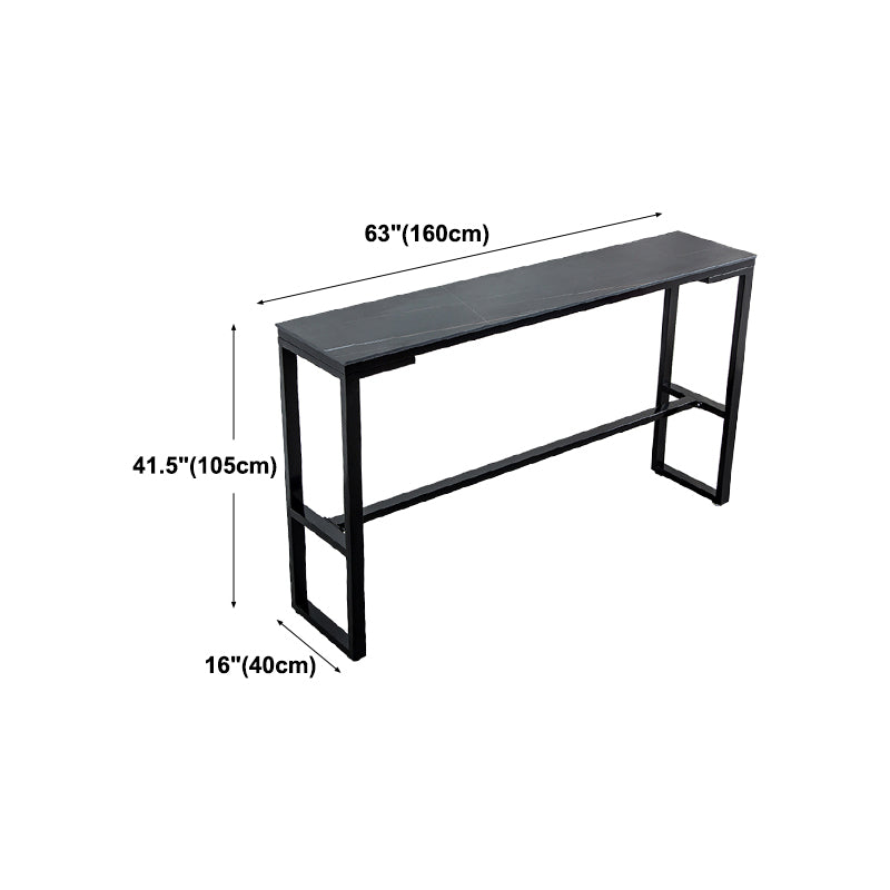 Contemporary Bar Dining Table Indoor Rectangle Bar Table with Iron Base